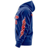 Custom Full Zip Hoodie With Flame Stitched Text Logo Personalized Hip Hop Sweatshirts