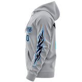 Custom Full Zip Hoodie With Flame Stitched Text Logo Personalized Hip Hop Sweatshirts