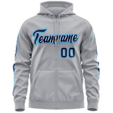 Custom Full Zip Hoodie With Flame Stitched Text Logo Personalized Hip Hop Sweatshirts