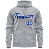 Custom Full Zip Hoodie With Flame Stitched Text Logo Personalized Hip Hop Sweatshirts