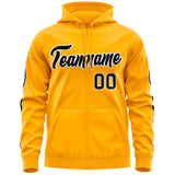 Custom Full Zip Hoodie With Flame Stitched Text Logo Personalized Hip Hop Sweatshirts