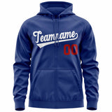 Custom Men's Youth Sweatshirt Stitched Name Number Full-Zip Hoodie