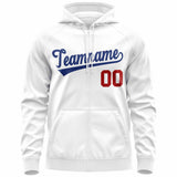 Custom Men's Youth Sweatshirt Stitched Name Number Full-Zip Hoodie