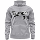 Custom Men's Youth Sweatshirt Stitched Name Number Full-Zip Hoodie