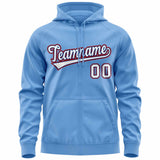 Custom Men's Youth Sweatshirt Stitched Name Number Full-Zip Hoodie