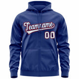 Custom Men's Youth Sweatshirt Stitched Name Number Full-Zip Hoodie